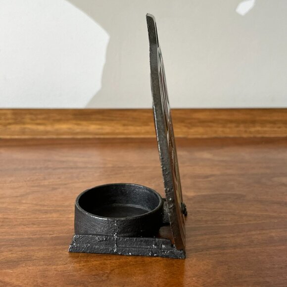 Vintage Jack-O-Lantern Tea Light Holder | Stained Glass & Cast-Iron Halloween - Picture 9 of 10